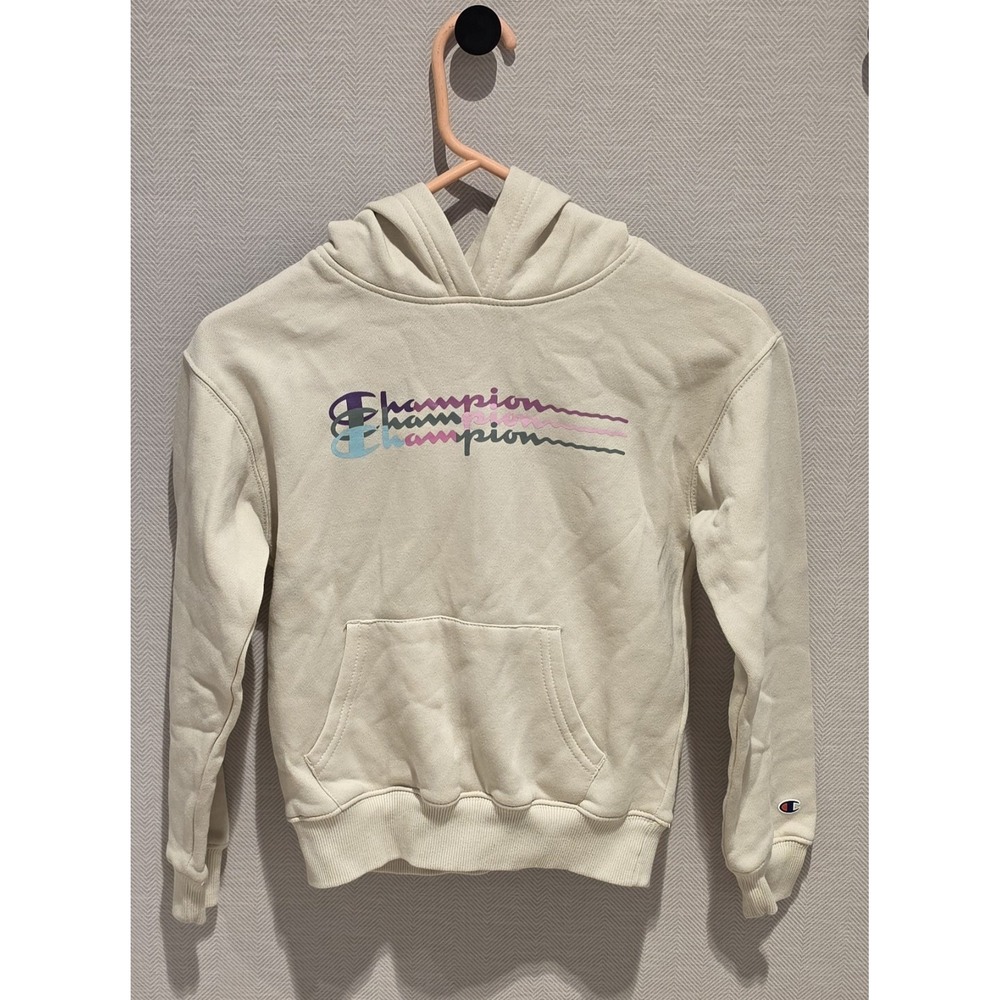 Cream Champion Hoodie Girls Sweatshirt Size Medium